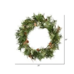 Vickerman Artificial Unlit Christmas Wreath With Pine Cones And Grapevines (06341) -Christmas Decorations 063412md