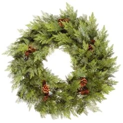 Vickerman Artificial Unlit Christmas Wreath With Pine Cones (23299)