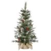 Vickerman Unlit Artificial Christmas Tree With Frosted Cones And Red Berries (27662) -Christmas Decorations 27662lg