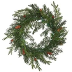 Vickerman Artificial Unlit Christmas Wreath With Pine Cones (371688)