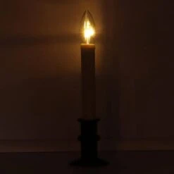 Celestial Lights Taper Candle With Traditional Base (707941) -Christmas Decorations 707941darkmd